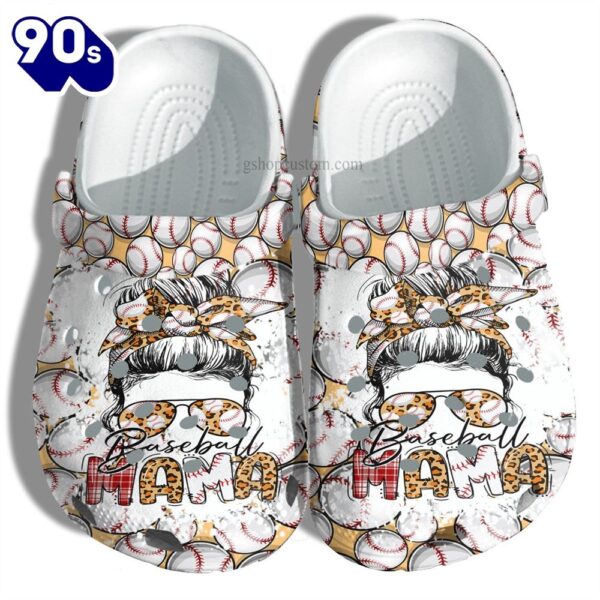 Baseball Mama Leopard Mother Baseball Mom Supporter Son Player Clog Personalize Name
