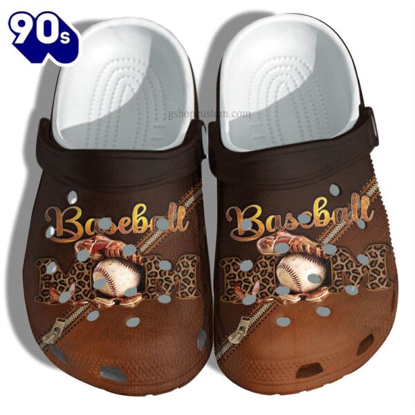 Baseball Mom Leopard Leather Shoes For Wife Mom Grandma – Baseball Mom Shoes Personalized Clogs