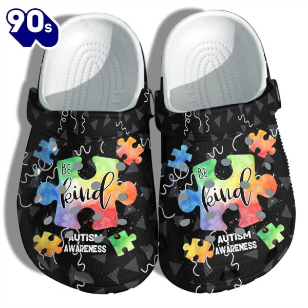 Be Kind Autism Puzzel Shoes Rainbow Autism Awareness Shoes Son Daughter Gigo Smart Personalized Clogs