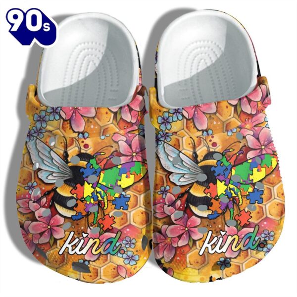 Bee Kind Flower Autism Puzzel Vintage Autism Awareness Be Kind Gifts Son Daughter Birthday Gigo Smart Personalized Clogs