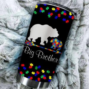 Big Brother Bear Autism Awareness Tumbler Proud Autism Mom 2