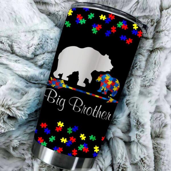 Big Brother Bear Autism Awareness Tumbler Proud Autism Mom