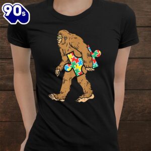Bigfoot Sasquatch Carrying Puzzle Autism Awareness Shirt 2