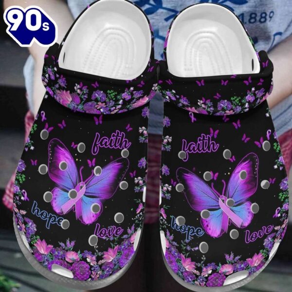 Breast Cancer Awareness Butterfly Faith Hope Love Shoes Personalized Clogs
