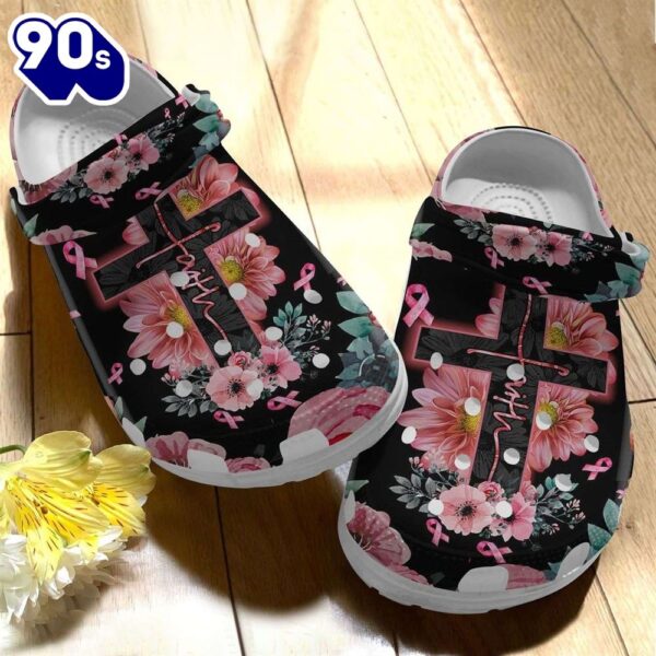 Breast Cancer Awareness Christian Cross Faith Shoes Personalized Clogs