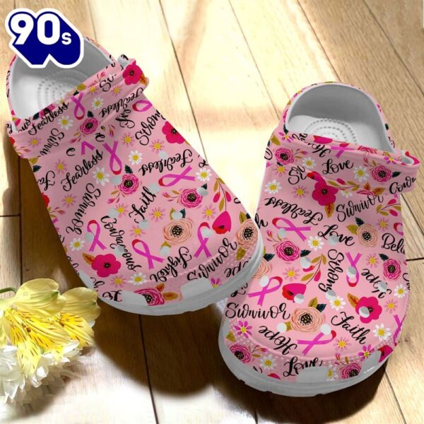 Breast Cancer Awareness Fearless Faith Shoes Personalized Clogs