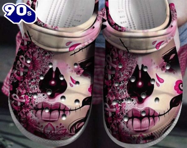 Breast Cancer Awareness Horror Lips Shoes Personalized Clogs
