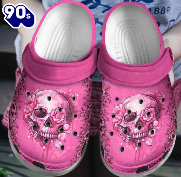 Breast Cancer Awareness Pink Skull Shoes Personalized Clogs