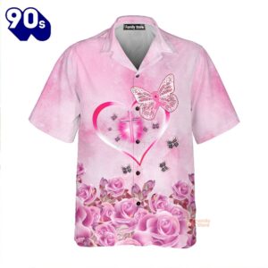Breast Cancer Awareness Strong Girl And Rose Pink Hawaiian Shirts – For Men and Women- Kids