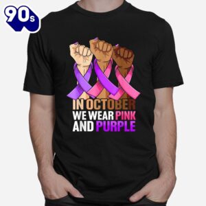 Breast Cancer Domestic Violence Awareness Pink Purple Ribbon Shirt 1