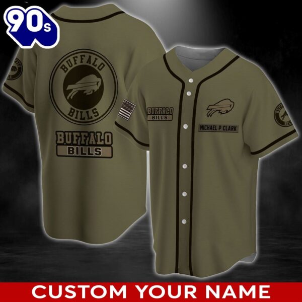 Buffalo Bills Army Style NFL Personalized Baseball Jersey Shirt