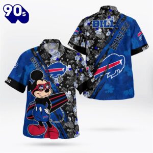 Buffalo Bills Mickey Mouse Floral Short Sleeve Hawaii Shirt