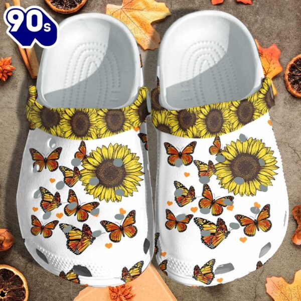 Butterfly Sunflower Be Kind Custom Clog Personalize Sunflower Autism Cancer Awareness Outdoor Clog