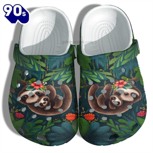 Chibi Sloth Mom Baby Sloth Mom First Mother Day Clog Personalize Name