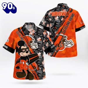Cleveland Browns Mickey Mouse Floral Short Sleeve Hawaii Shirt