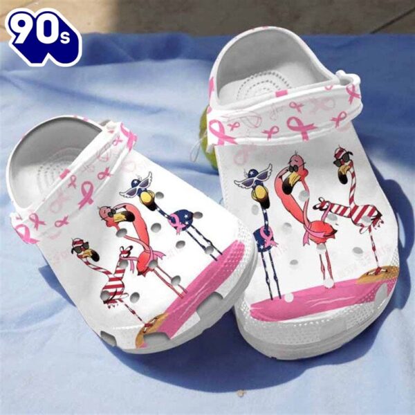 Cool Flamingo Breast Cancer Awareness Shoes Personalized Clogs