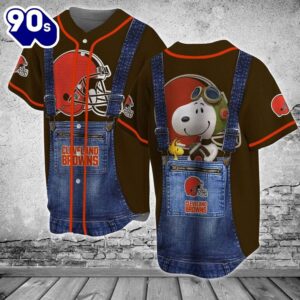 Cool NFL Cleveland Browns Baseball Jersey Snoopy Pilot Gift For Brother