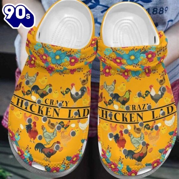 Crazy Chicken Lady Mother Day Chicken Flower Clog Personalize Name