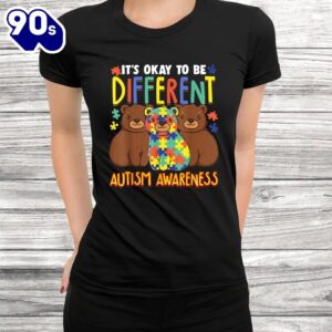 Cute It's Ok To Be Different Autism Awareness Puzzle Bears Shirt 2
