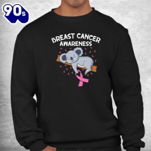 Cute Koala With Pink Ribbon Support Breast Cancer Awareness Shirt 2