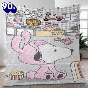 Cute Snoopy Love Pink Peanuts Cartoon Christmas Gifts Lover Blanket,Snoopy Blanket Mother Day Gift