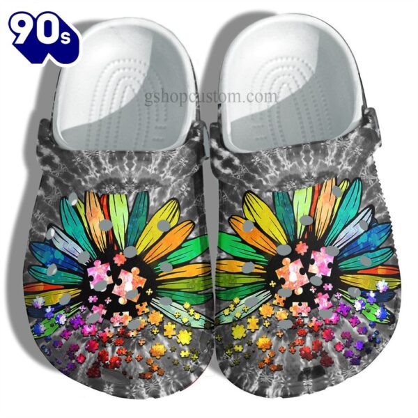 Daisy Rainbow Hippie Autism Shoes – Daisy Flower Autism Awareness Shoes Gifts Women Personalized Clogs