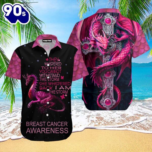 Dragon Storm Breast Cancer Awareness Hawaiian Shirt  For Men &amp Women  Adult