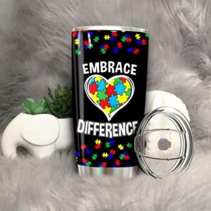 Embrace Differences Autism Mom Mama Autism Awareness Tumbler Cup 1