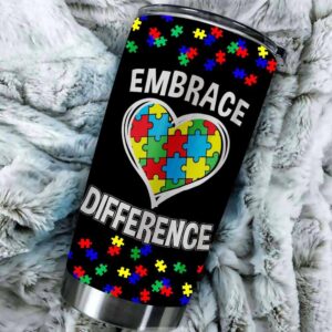 Embrace Differences Autism Mom Mama Autism Awareness Tumbler Cup 2