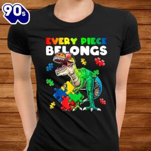 Every Piece Belongs Dinosaur Autism Awareness Puzzle Shirt 2
