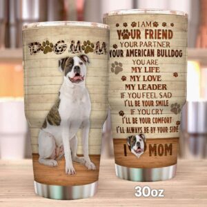 Flagwix Dog Mom American Bulldog Stainless Steel Tumbler 2