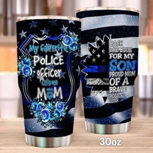 Flagwix Proud Mom Of A Brave Police Officer Stainless Steel Tumbler 2