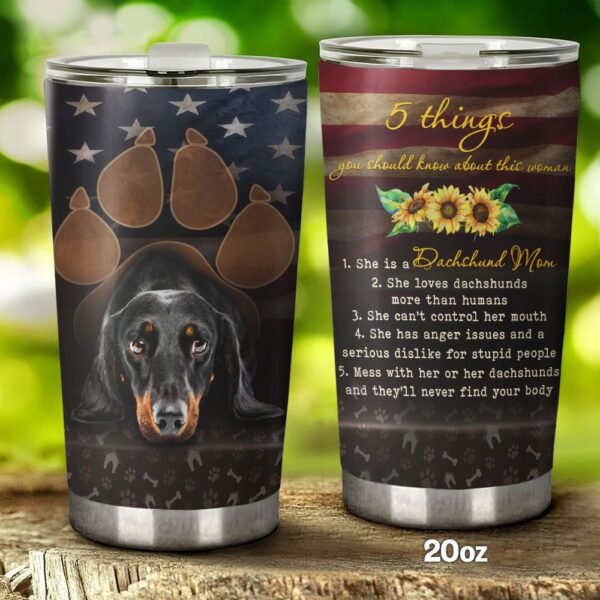 She Is A Dachshund Mom Stainless Steel Tumbler