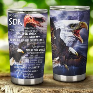 Flagwix To My Son Mom Proud Of You Eagle Stainless Steel Tumbler 2