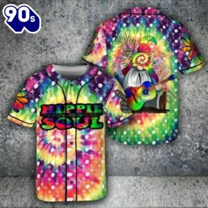 Gnome Hippie Soul Hippie Vibes Tie Dye Pattern 3d Baseball Jersey Shirt