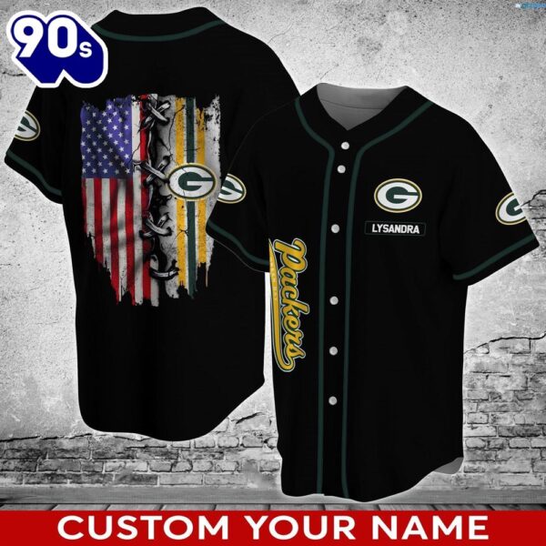 Green Bay Packers NFL Custom Name Baseball Jersey Shirt