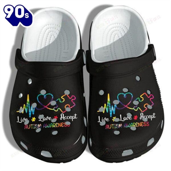 Heartbeat With Autism Awareness Live Love Accept Classic Personalized Clogs