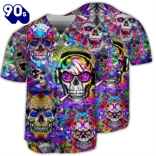 Hippie Baseball Jersey Skull Sunflower