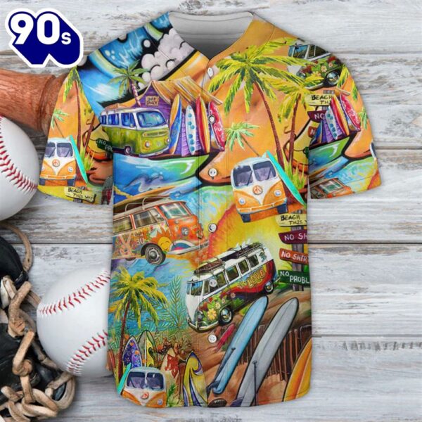 Hippie Bus Hippie Beach Vibe Baseball Jersey