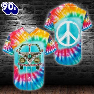 Hippie Car Tie Dye Baseball Tee Jersey Shirt