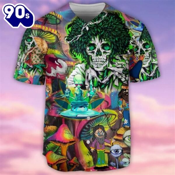 Hippie Skull Peace Life Color Baseball Jersey Shirt