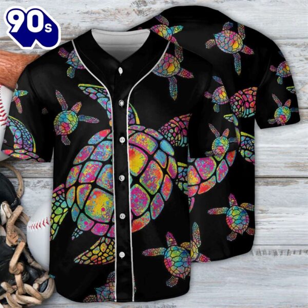 Hippie Turtle Art Undersea Baseball Jersey Shirt