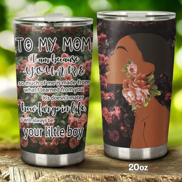 To My Black Mom Tumbler Flower Tumbler Gift For Mom From Son Flower For Mom Ttq04tuv2