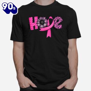 Hope Pink Ribbon Leopard Sunflower Breast Cancer Awareness Shirt 1