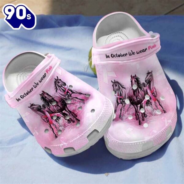 Horse Breast Cancer Awareness Shoes Gifts For Birthday Personalized Clogs