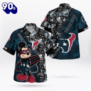 Houston Texans Mickey Mouse Floral Short Sleeve Hawaii Shirt