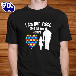 I Am Her Voice She Is My Heart Shirt Autism Awareness Dad Men 1