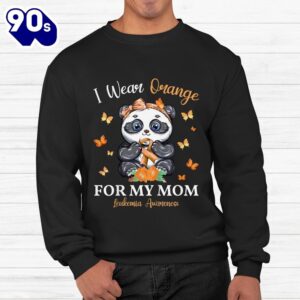 I Wear Orange For My Mom Leukemia Awareness Panda Shirt 2