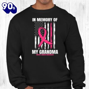 In Memory Of Grandma Breast Cancer Awareness American Flag Shirt 2