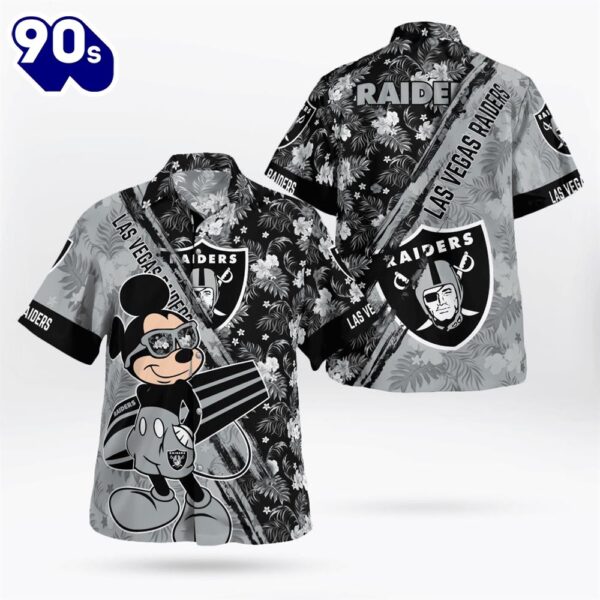 Las Vegas Raiders Mickey Mouse Floral Short Sleeve Hawaii Shirt